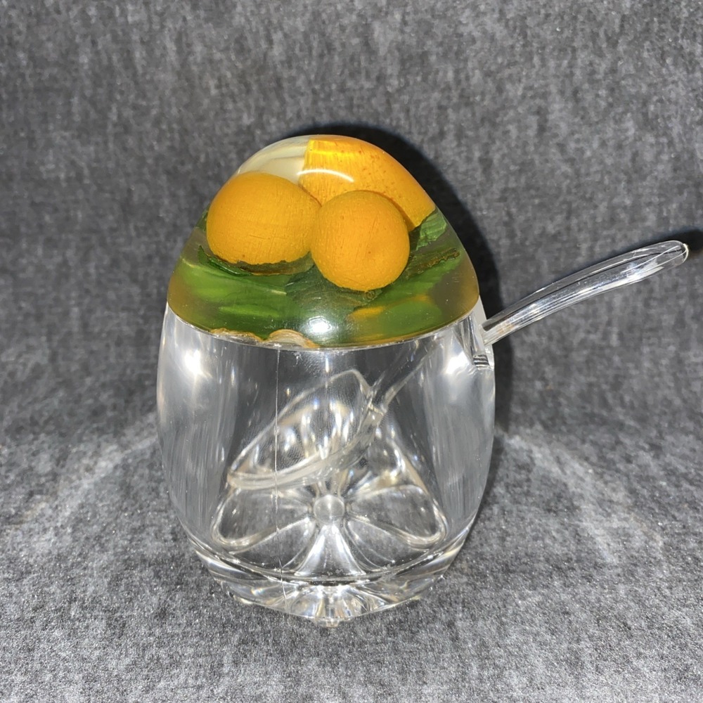 Vintage Lucite Marmalade Jam Jar With Lid And Original Spoon Made In Germany